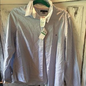 Tommy Hilfiger blue pinstriped button down